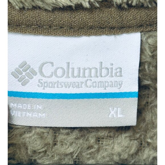 Columbia Womens XL Fuzzy Full-Zip Jacket Olive Green Polyester Cozy Outerwear - Picture 4 of 7